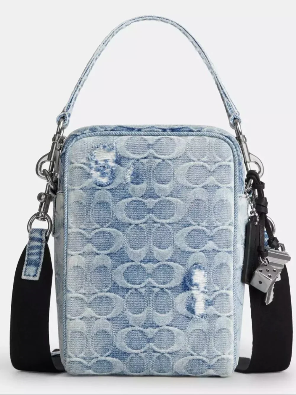 NWT Coach Tristan Crossbody Bag 14 In Loved Signature Denim With Charms CET70